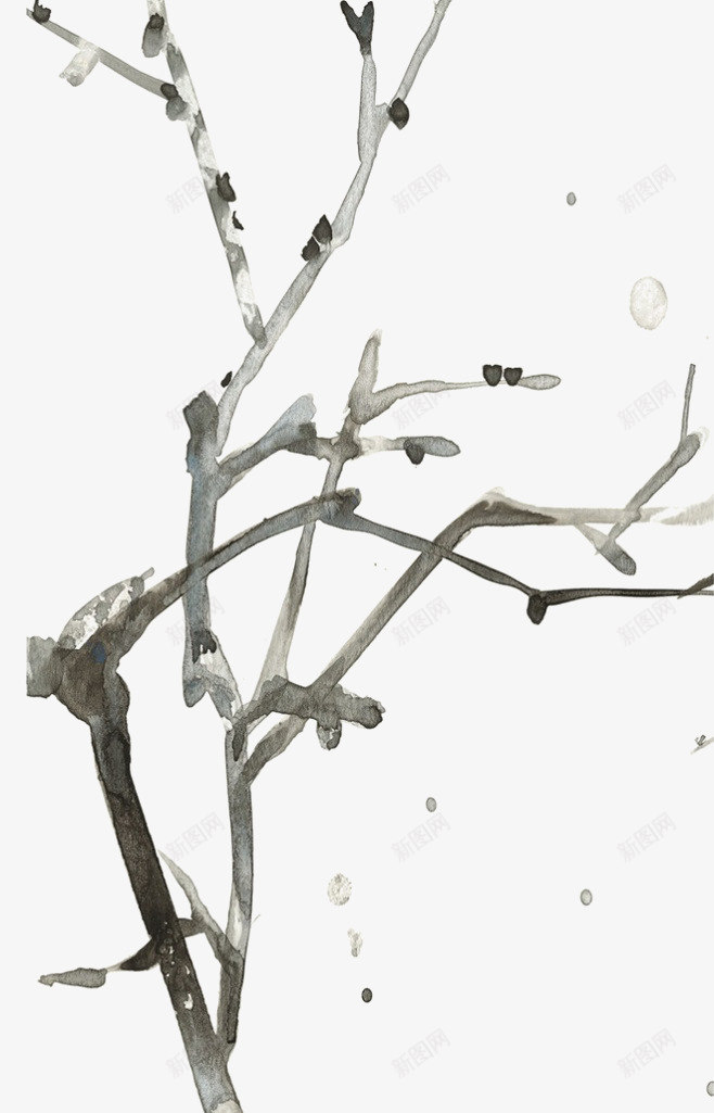 水墨画树枝png免抠素材_新图网 https://ixintu.com 中国风 小树 树枝 水墨画
