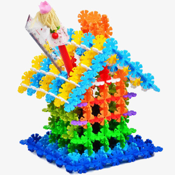 彩色雪花片房子png免抠素材_新图网 https://ixintu.com 产品实物 儿童 建筑 房子 玩具 雪花片