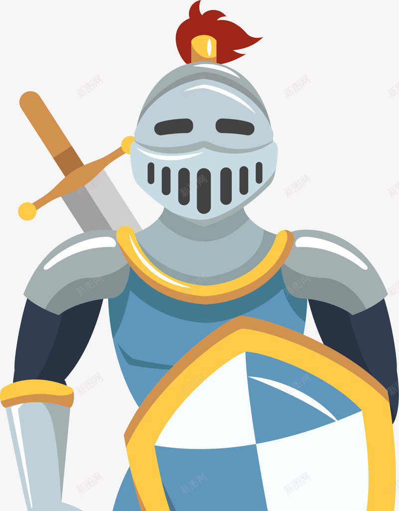 全副武装的古代骑士png免抠素材_新图网 https://ixintu.com 全副武装 古代骑士 士兵 战士 手持盾牌 背着宝剑
