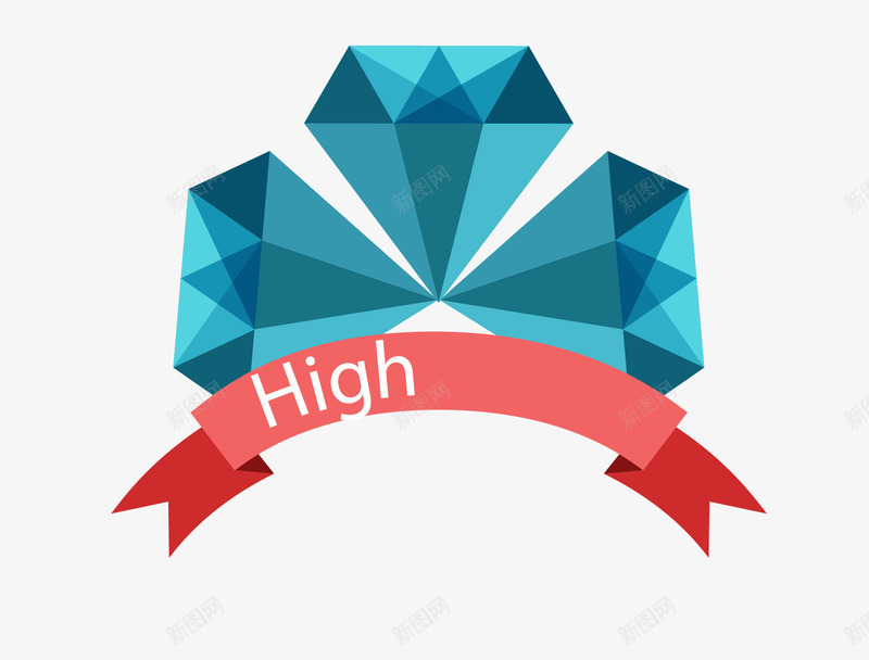 钻石矢量图图标eps_新图网 https://ixintu.com logo素材 netlogo 矢量素材 红丝带 钻石 矢量图