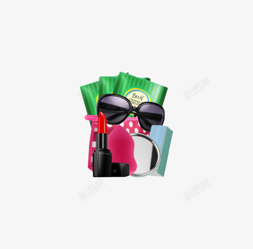 化妆品组合png免抠素材_新图网 https://ixintu.com 口红面膜镜子化妆包