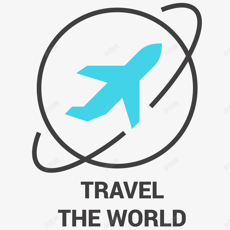 环游世界线条插画矢量图ai免抠素材_新图网 https://ixintu.com 休闲 度假 旅游 环游世界 环游世界线条插画 蓝色飞机 飞机 矢量图