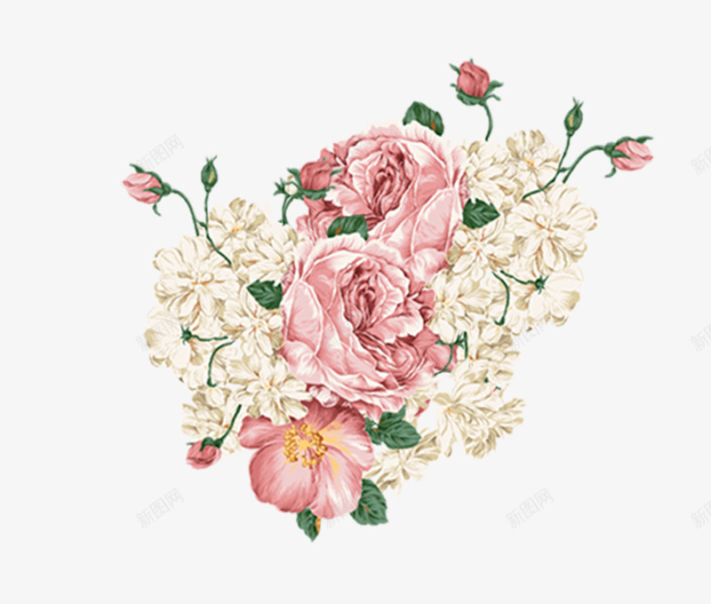 手绘牡丹花花朵装饰psd免抠素材_新图网 https://ixintu.com 可爱 手绘树枝 手绘画 手绘花朵 手绘花草 牡丹花 花朵装饰