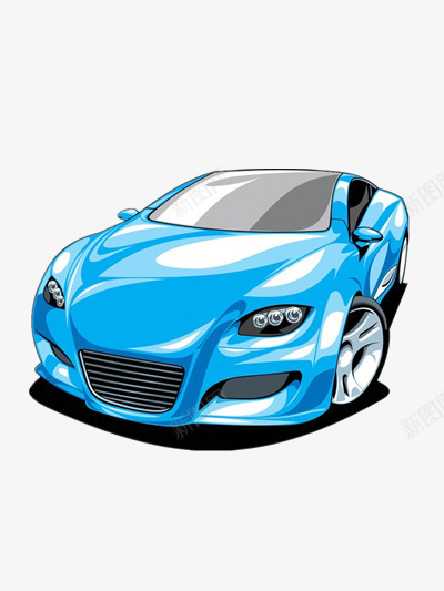 炫酷亮蓝色卡通跑车png免抠素材_新图网 https://ixintu.com 卡通 卡通蓝色 蓝色 蓝色卡通 跑车