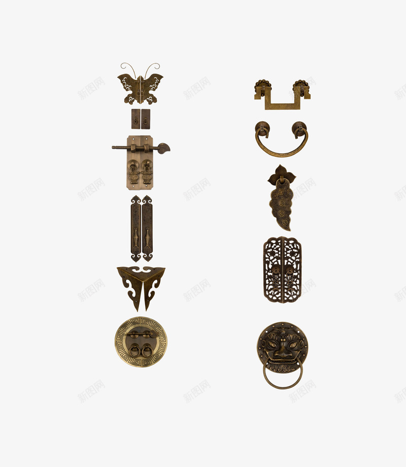 古代门把锁png免抠素材_新图网 https://ixintu.com 门把 门栓 门锁