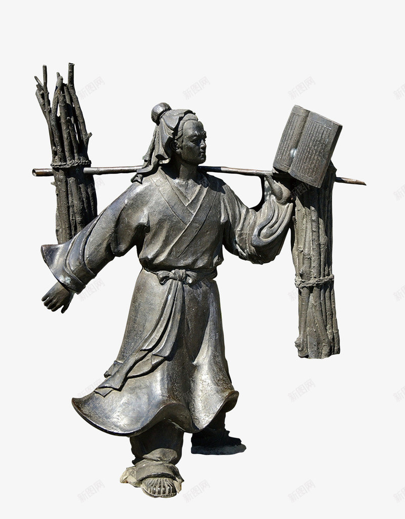 古代劳动雕塑png免抠素材_新图网 https://ixintu.com 劳动 古代 砍柴