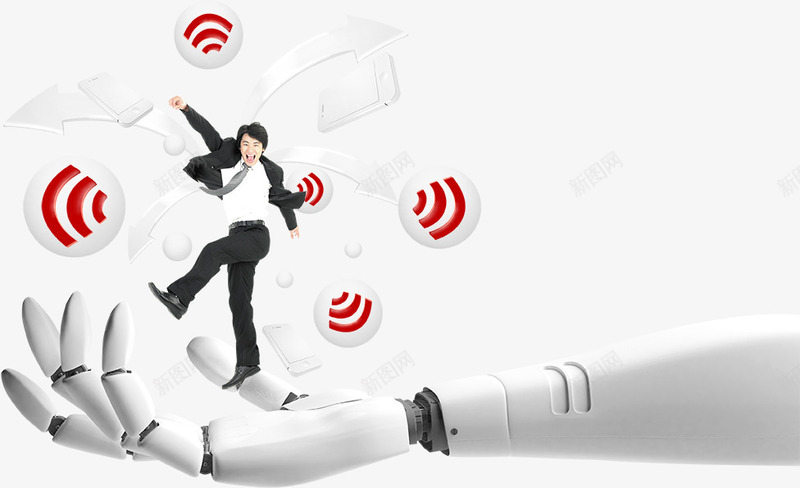 手掌上的商务人物psd免抠素材_新图网 https://ixintu.com 人物 商务人物 手势 机器手