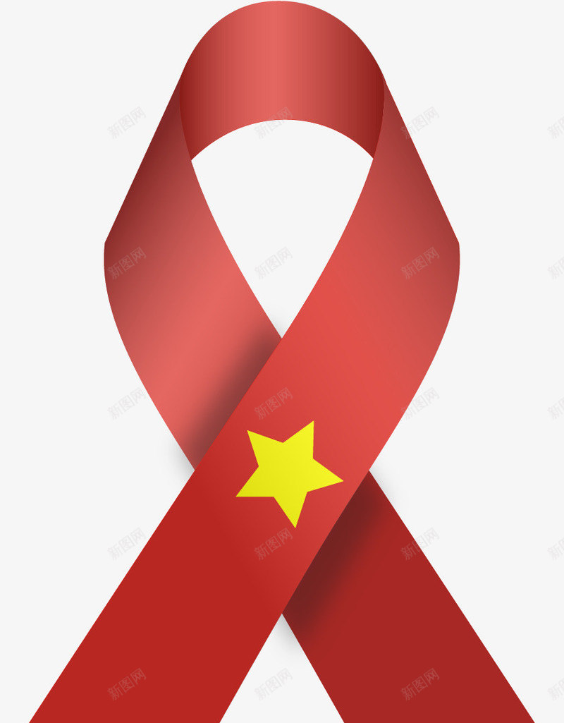 红色越南丝带png免抠素材_新图网 https://ixintu.com 矢量素材 红丝带 越南 越南丝带 黄色五角星