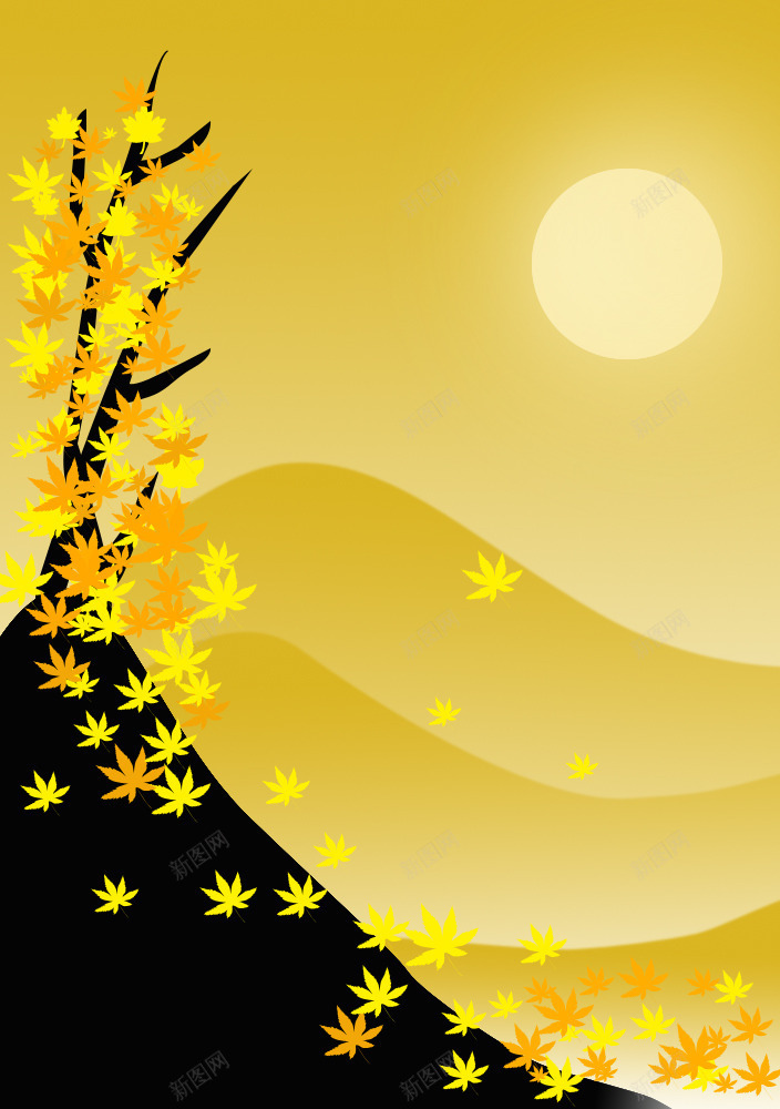 插画秋天png免抠素材_新图网 https://ixintu.com 枫叶 白色 秋天 黄色 黑色