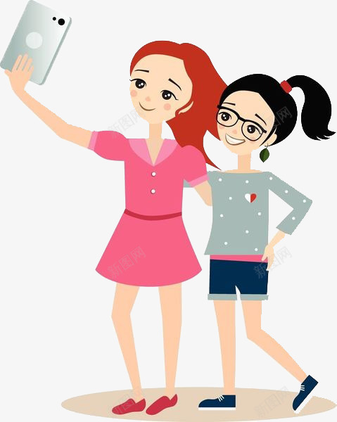 闺蜜自拍png免抠素材_新图网 https://ixintu.com 卡通手绘 摄影 教育 照相手势 电子科技 美女自拍 自拍海报 装饰 闺蜜约会