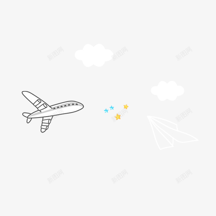 手绘卡通飞机png免抠素材_新图网 https://ixintu.com 手绘飞机 简单飞机 线条飞机 飞机 飞机素材