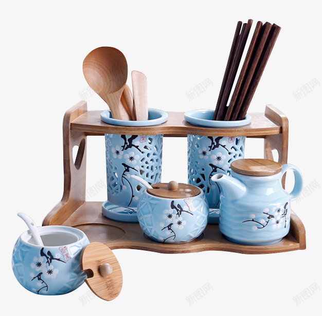 厨房餐具筷子筒组合套装png免抠素材_新图网 https://ixintu.com 厨房 家用 筷子筒 组合套装 置物架 蓝色 餐具