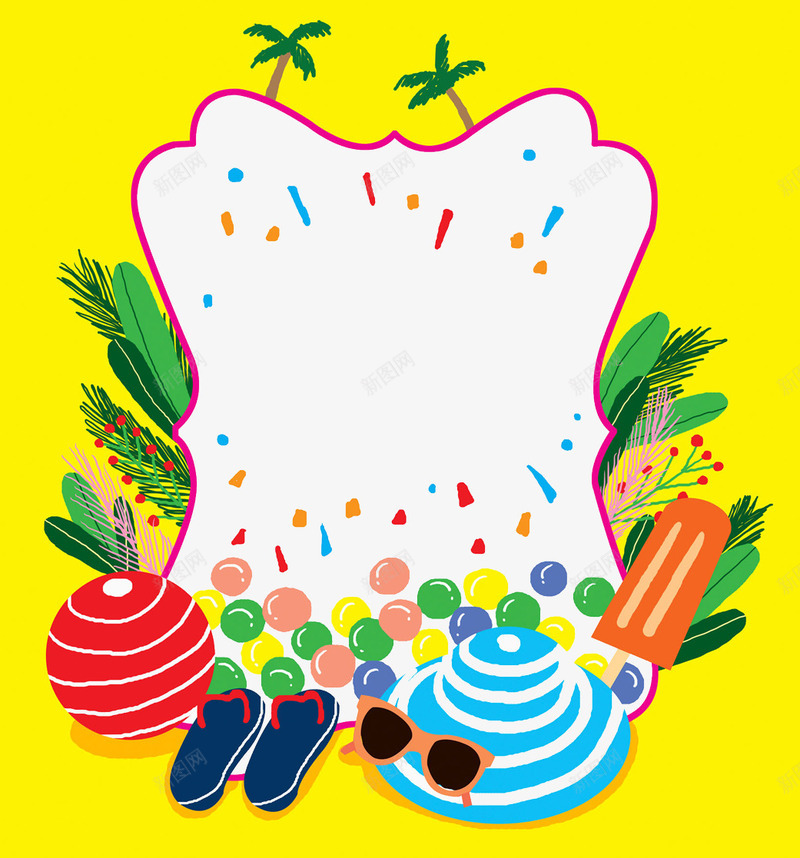 黄色创意夏季边框png免抠素材_新图网 https://ixintu.com 创意 夏季 彩色 纹理 美食 装饰 边框 食物 黄色