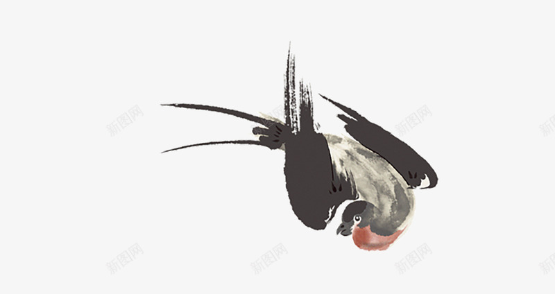 手绘小鸟png免抠素材_新图网 https://ixintu.com 中国画燕子 小鸟 手绘画 燕子 矢量装饰 装饰