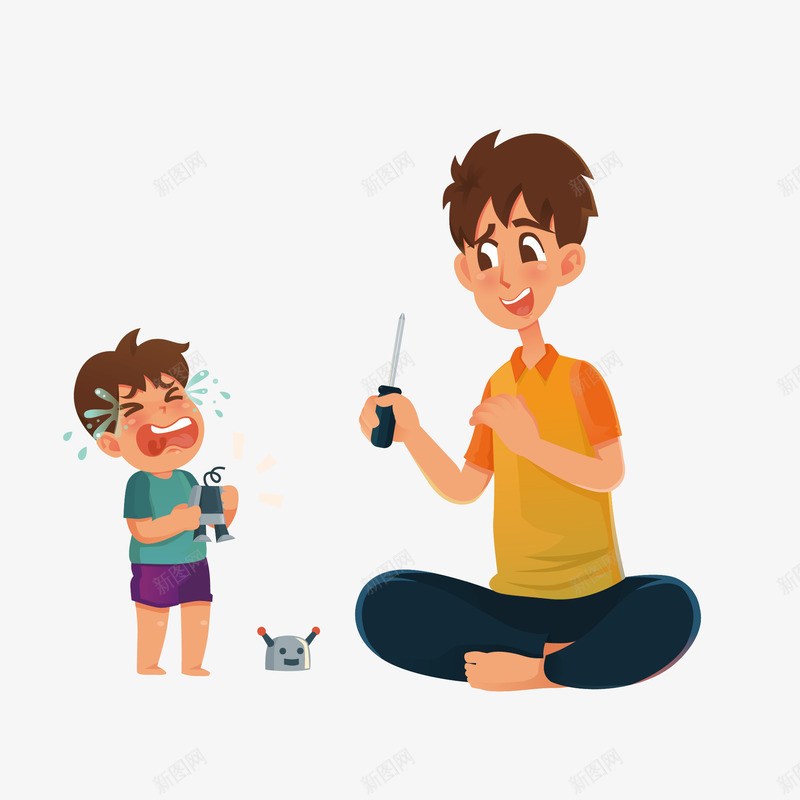 手绘大哭难过父子矢量图eps免抠素材_新图网 https://ixintu.com png免抠图 大哭 宝宝 心情不好 手绘 摔坏 父亲 父子 玩具 玩耍 矢量图 难过