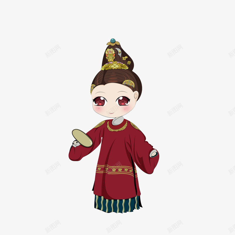 卡通手拿扇子的古代女子png免抠素材_新图网 https://ixintu.com Q版古人 古代女子 古装人 手拿扇子 皇帝嫔妃