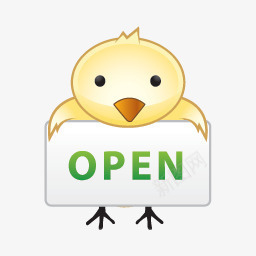 可爱小鸟Open营业中图标png_新图网 https://ixintu.com Open 复活节 小鸟 小鸡 英文开业 营业