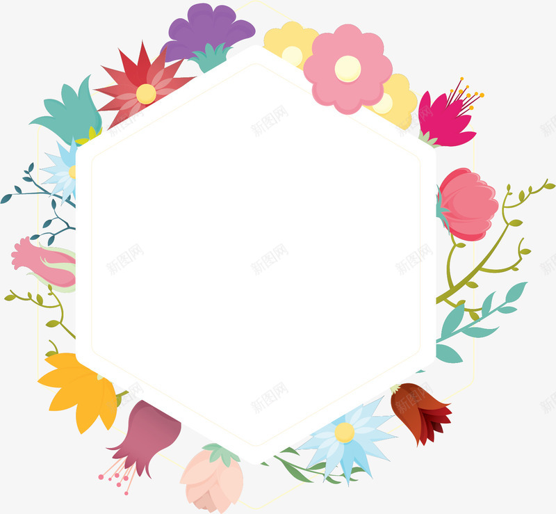 彩色花朵婚礼边框矢量图ai免抠素材_新图网 https://ixintu.com 夏季 夏季边框 婚礼 婚礼边框 彩色花朵 矢量png 矢量图