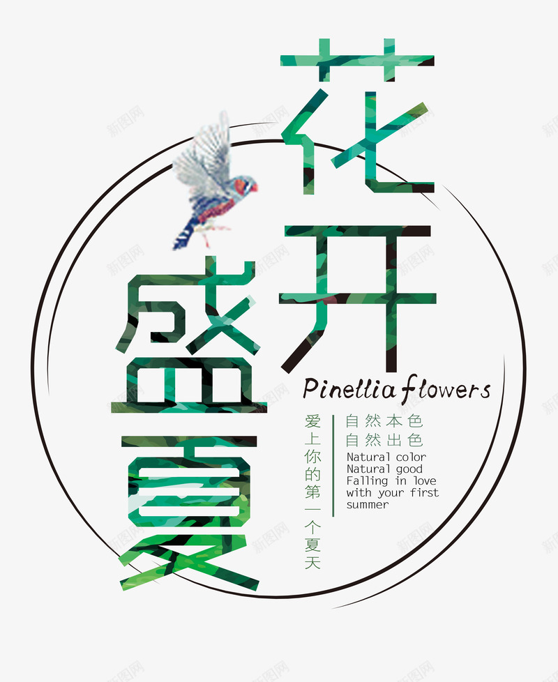 花开盛夏艺术字png免抠素材_新图网 https://ixintu.com 优惠活动 夏季 时尚字体设计 艺术字 花开盛夏