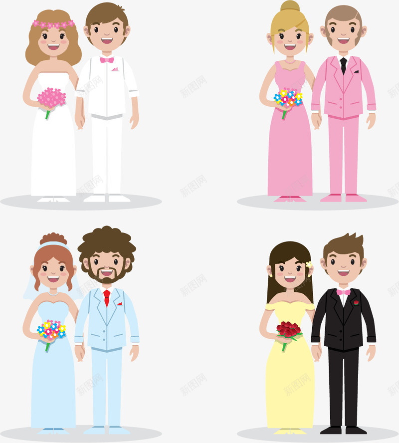 结婚照组合png免抠素材_新图网 https://ixintu.com 婚庆 婚礼 新人 新婚夫妇 浪漫 甜蜜 结婚小人 结婚照
