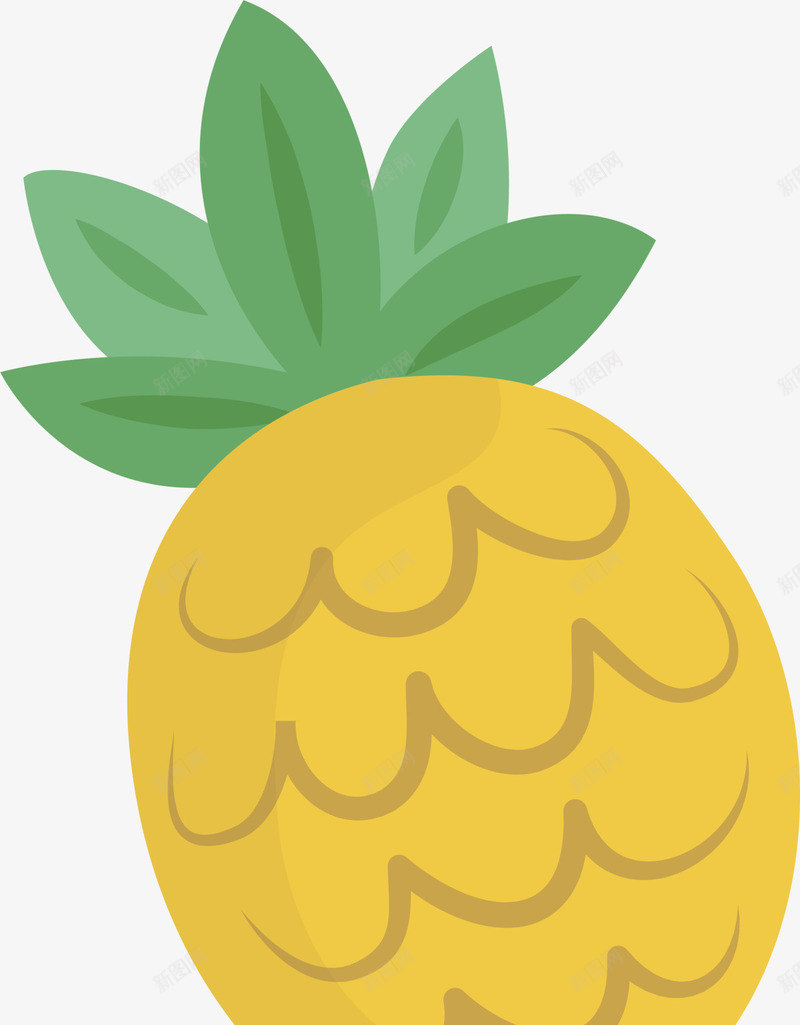 黄色卡通扁平菠萝png免抠素材_新图网 https://ixintu.com 凉爽夏季 卡通凤梨 夏天 夏日水果 夏日解暑 清凉 黄色菠萝