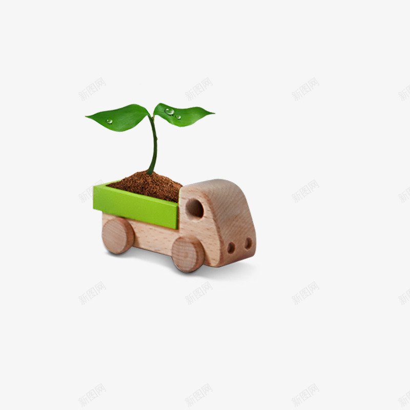 玩具小车png免抠素材_新图网 https://ixintu.com 儿童 卡通 小草 木车 玩具