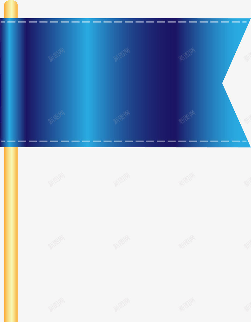 卡通蓝色旗子png免抠素材_新图网 https://ixintu.com 光晕 卡通 小清新 小蓝旗 旗子 棒子 渐变 线条 蓝色