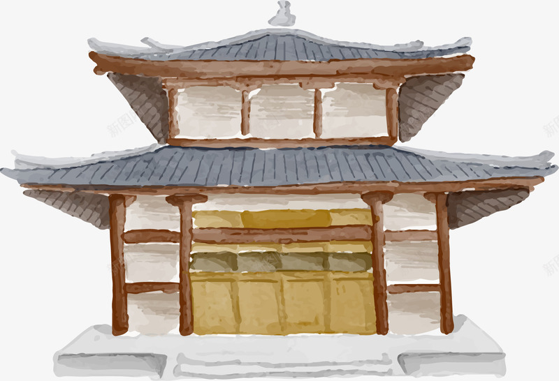 手绘水彩建筑矢量图ai免抠素材_新图网 https://ixintu.com 古代 手绘 水彩建筑 矢量图