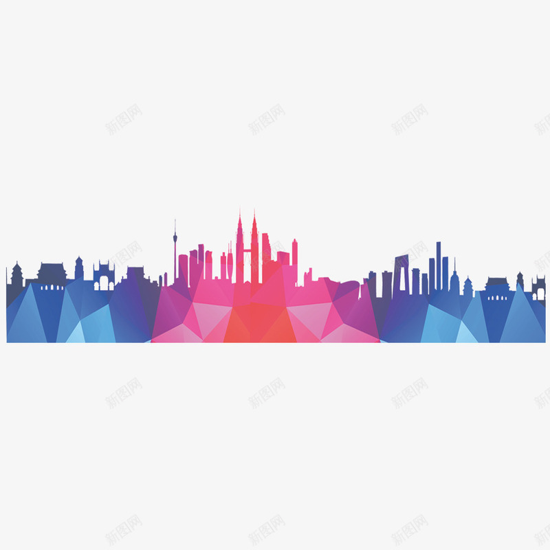 城市炫彩剪影png免抠素材_新图网 https://ixintu.com 剪影 城市 夜晚 酷炫
