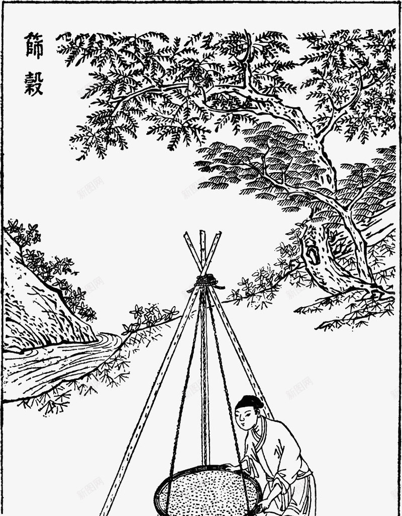 收粮食png免抠素材_新图网 https://ixintu.com 古代 开工天物 手绘 插画 黑线条