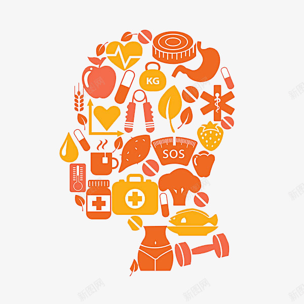 一个人头png免抠素材_新图网 https://ixintu.com 人头 卡通 手绘 插图 红色的 胃 苹果 药品 装饰