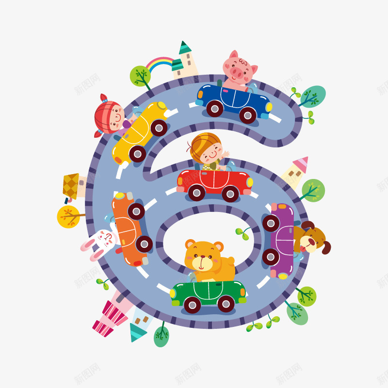 六形状的道路矢量图eps免抠素材_新图网 https://ixintu.com 卡通 玩具 道路 矢量图