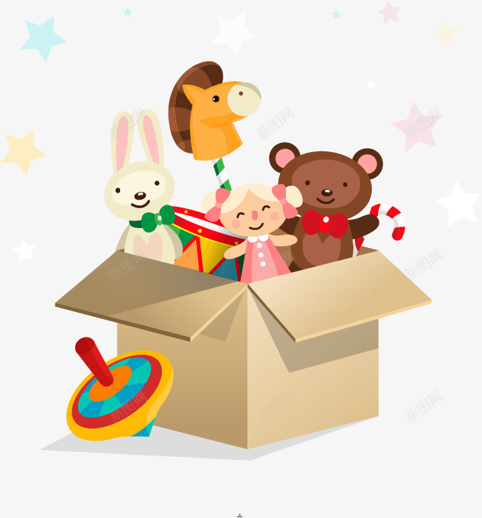 可爱玩具矢量图ai免抠素材_新图网 https://ixintu.com 可爱玩具 矢量素材 纸箱 矢量图