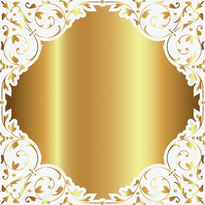 奢华金色卡片png免抠素材_新图网 https://ixintu.com 光晕 卡片 唯美 奢华 渐变 花朵 花纹 金色