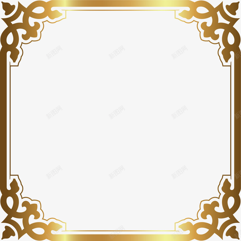 奢华金色边框png免抠素材_新图网 https://ixintu.com 光晕 奢华 渐变 简约 花纹 藤蔓 边框 金色