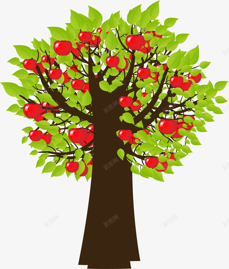 卡通苹果树手绘图png免抠素材_新图网 https://ixintu.com Q版苹果树 卡通 新鲜的 水果 简图 红苹果 美味的 苹果树