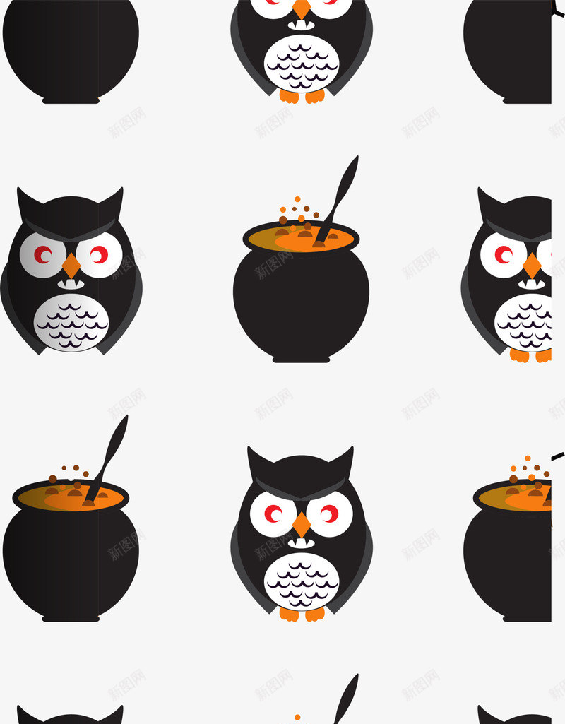黑色猫头鹰背景png免抠素材_新图网 https://ixintu.com 万圣节 小鸟 物品 边框纹理 锅炉 魔法 黑色猫头鹰