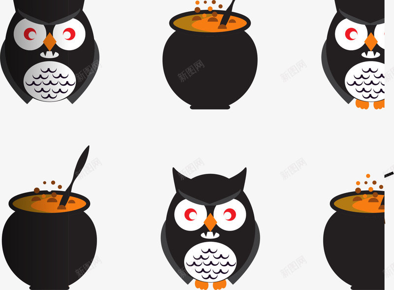 黑色猫头鹰背景png免抠素材_新图网 https://ixintu.com 万圣节 小鸟 物品 边框纹理 锅炉 魔法 黑色猫头鹰