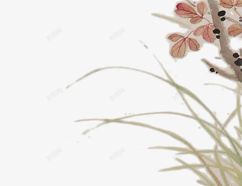 牡丹花上的小鸟png免抠素材_新图网 https://ixintu.com 小鸟 手绘 牡丹花 绿叶