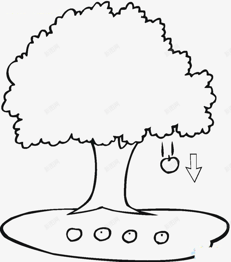 苹果落地简笔画png免抠素材_新图网 https://ixintu.com 手绘 树 简笔画 苹果