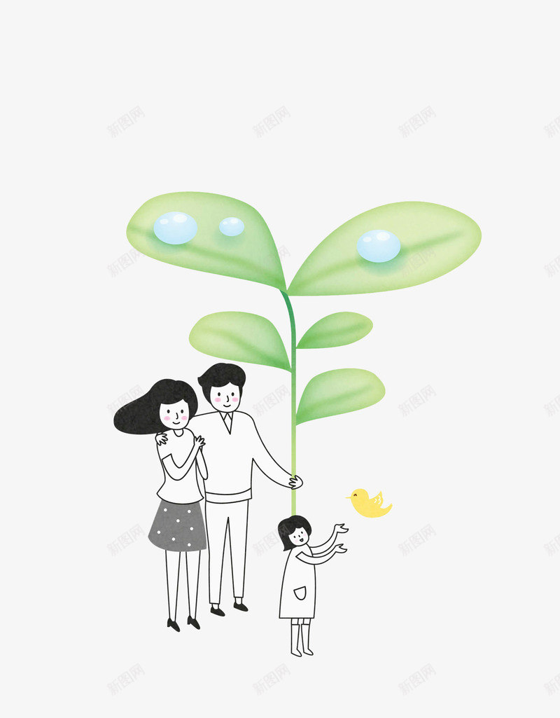 手绘新叶卡通人物png免抠素材_新图网 https://ixintu.com 卡通人物 叶子 叶芽 大自然 嫩芽 小鸟 手绘 新叶 树叶 植物 露珠