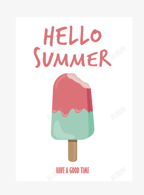 hellosummerpng免抠素材_新图网 https://ixintu.com hello summer 冰激凌 唯美海报 夏季海报 矢量海报 简约海报