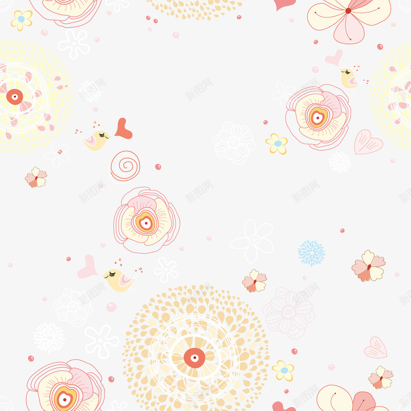 唯美创意花朵小鸟背景png免抠素材_新图网 https://ixintu.com 创意背景花朵 矢量花朵 花朵 花朵创意 花朵背景