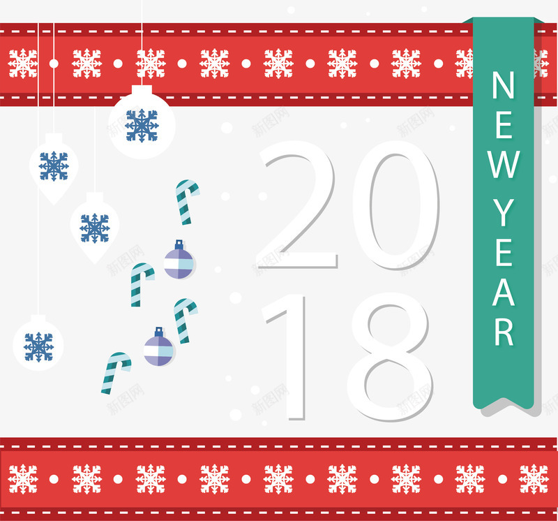 雪花彩带2018新年边框png免抠素材_新图网 https://ixintu.com 2018 2018派对 新年挂饰 矢量png 红丝带 雪花彩带