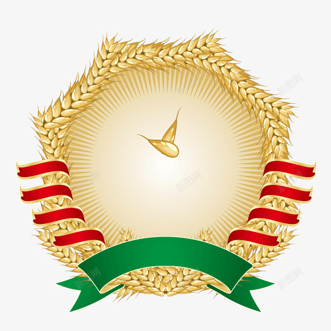 金黄色麦穗秋季丰收装饰png免抠素材_新图网 https://ixintu.com 丰收 圆环 秋天 装饰矢量图 边框 金黄色 麦穗