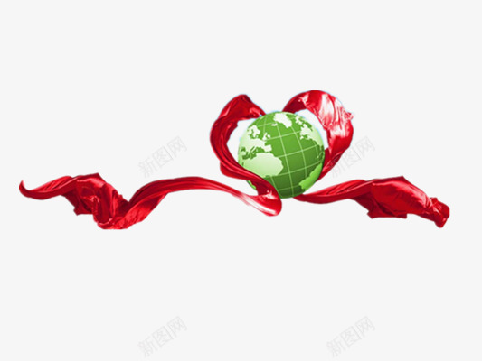 红彩带png免抠素材_新图网 https://ixintu.com 丝带 中国风红彩带 地球