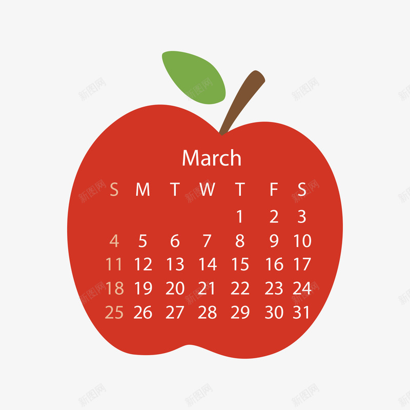 红色苹果2018年3月水果日历矢量图ai免抠素材_新图网 https://ixintu.com 2018年3月 2018年日历 水果 水果日历 红色 苹果 矢量图