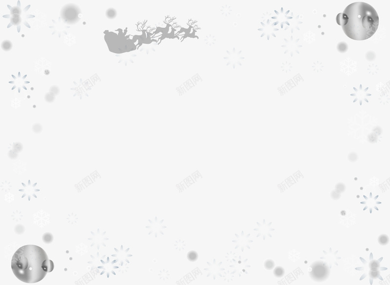 灰色雪花框架png免抠素材_新图网 https://ixintu.com 冬天 冬季 灰色框架 边框纹理 雪花 雪花片 飘雪