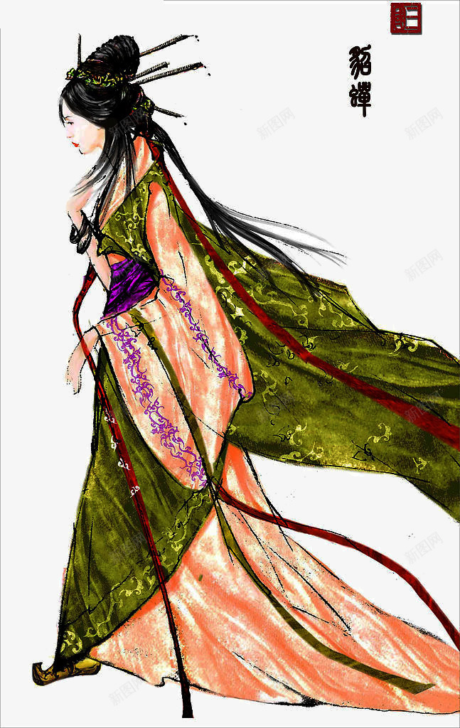 三国貂蝉png免抠素材_新图网 https://ixintu.com 三国 倾国倾城 古代人物 四大美人 手绘 画像 貂蝉 貌美