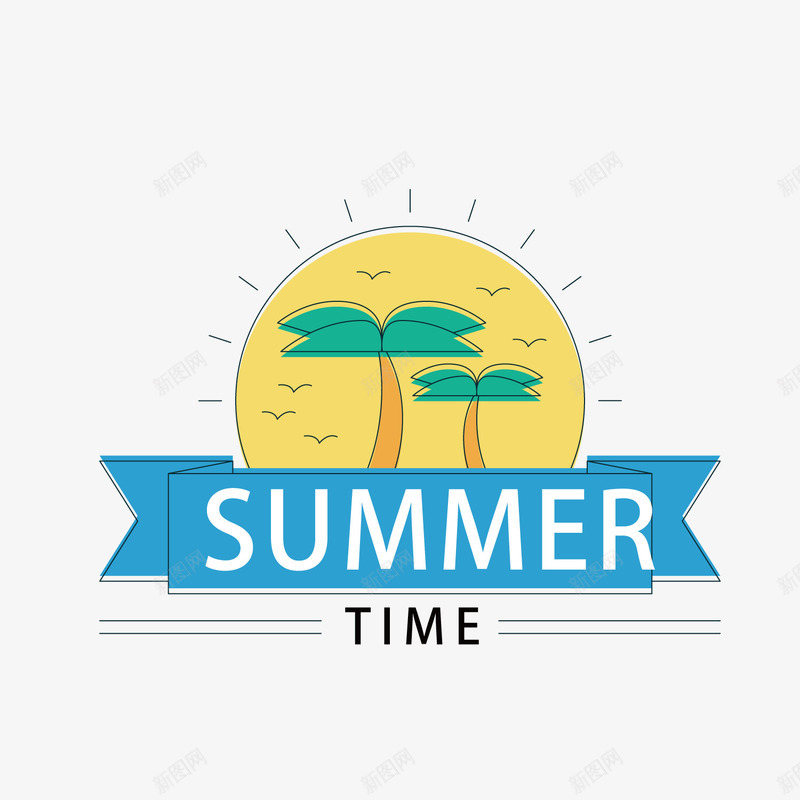 卡通夏季椰子树标签png免抠素材_新图网 https://ixintu.com 卡通植物 夏季标签 文案背景 绿色椰子树